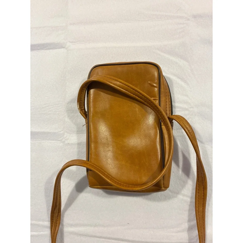 Vintage Kodak Ektra Tote Camera Bag Tan Faux Leather Crossbody Small Tech Pouch